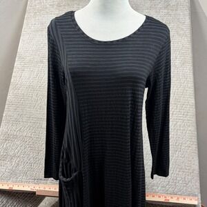 Niche Nilgun Derman Black Striped Long Sleeve Tunic Dress with Pocket Medium